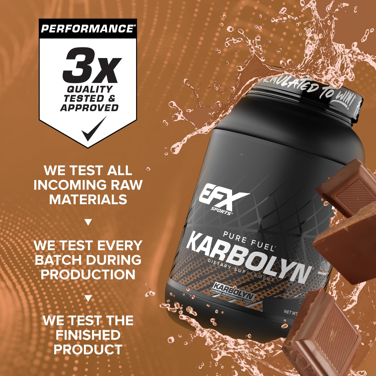 EFX Sports medidor con porción de Karbolyn, muestra control exacto de 36 servicios