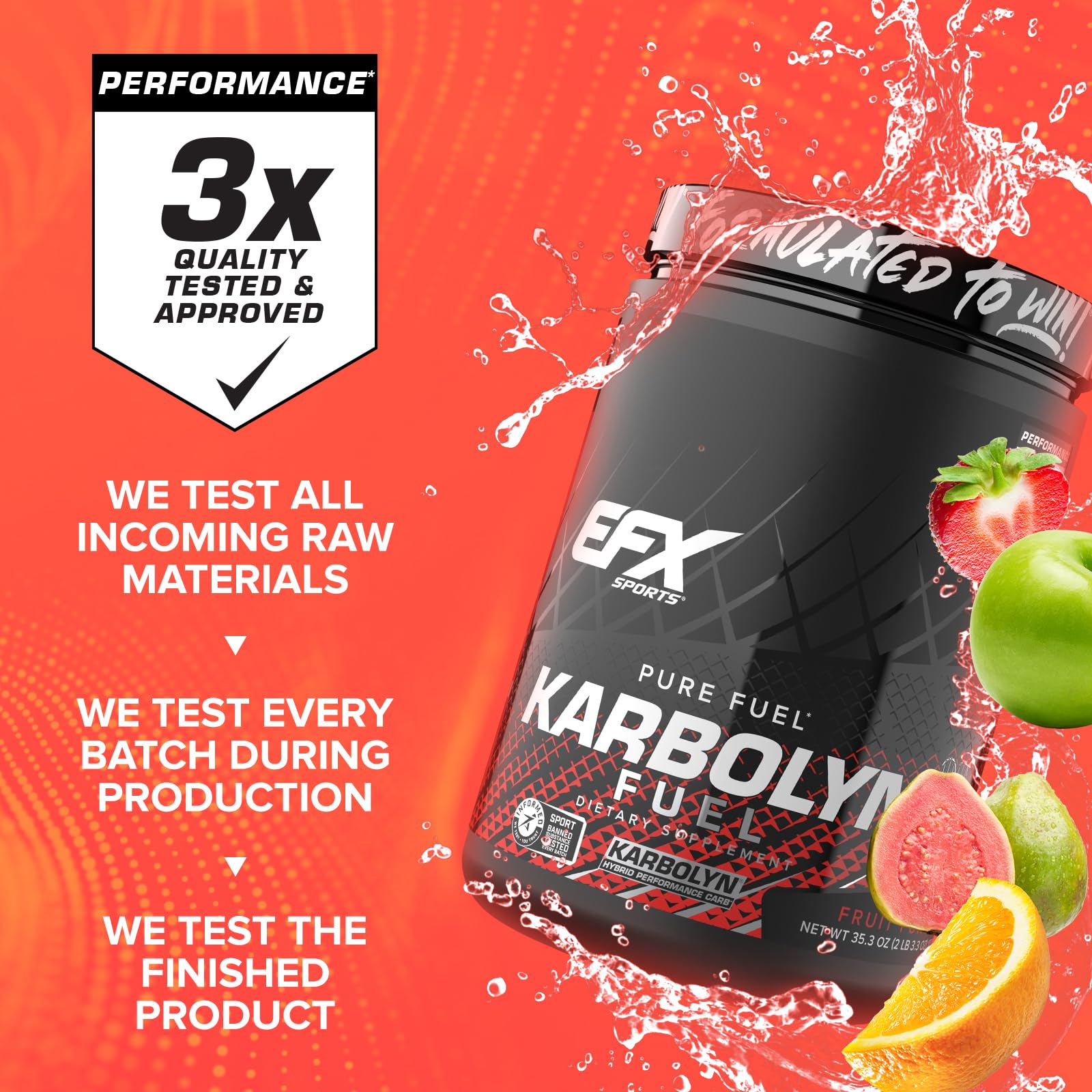 EFX Sports etiqueta de Karbolyn con certificación Informed-Sport visible