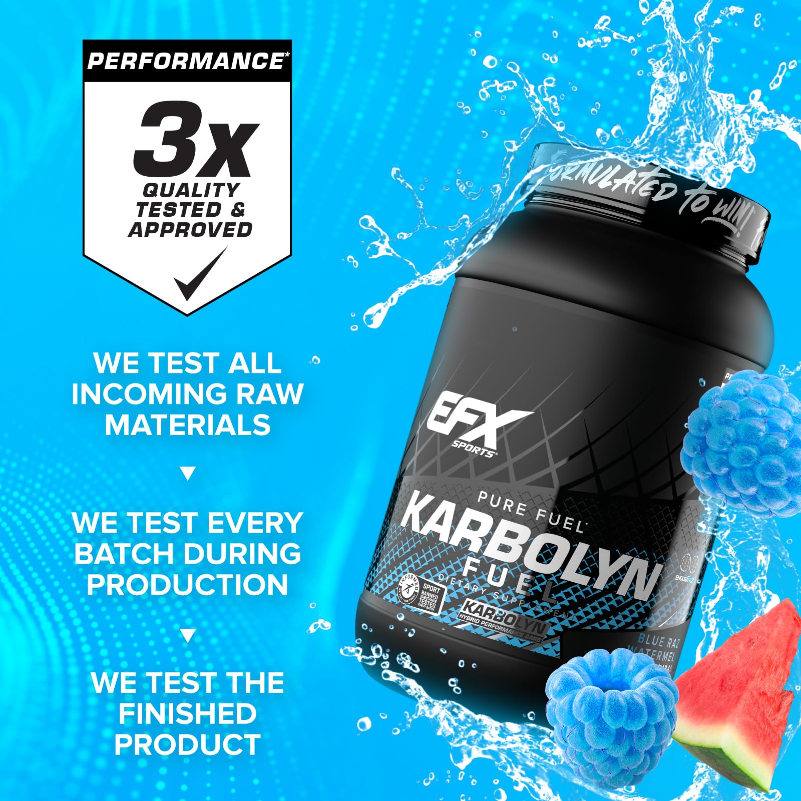 Etiqueta nutricional de EFX Sports Karbolyn mostrando información clara y transparente