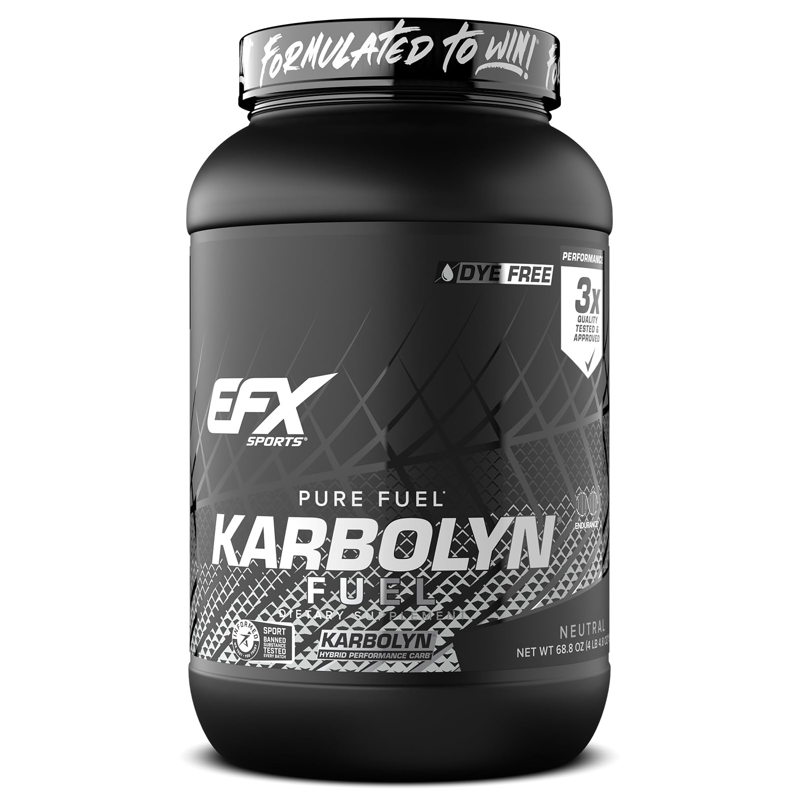 EFX Sports frasco Karbolyn Fuel vista frontal, confianza y pureza