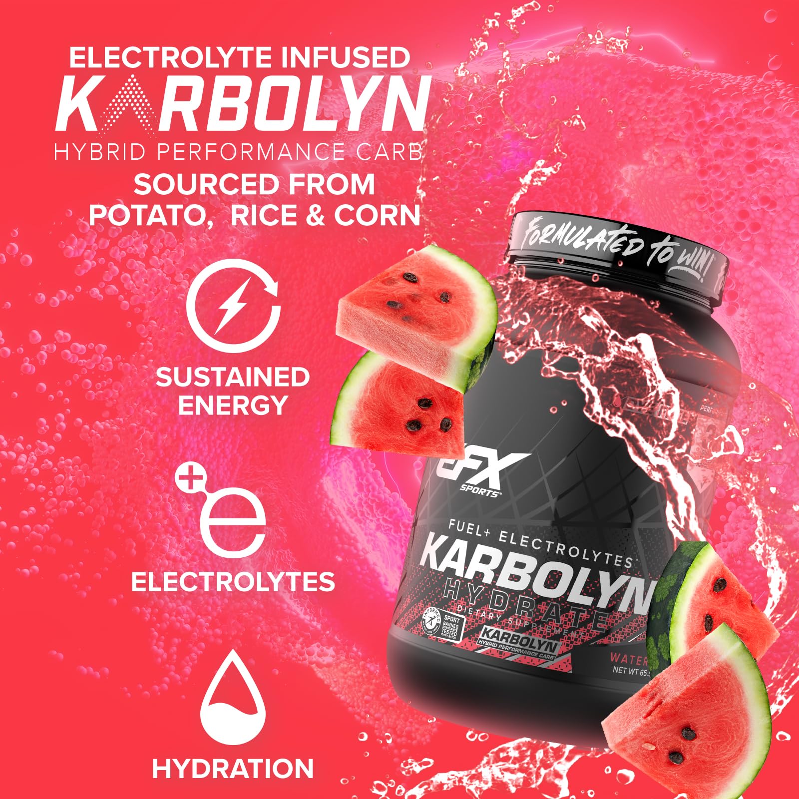 Vaso con Karbolyn Hydrate preparado por EFX Sports para hidratación inmediata