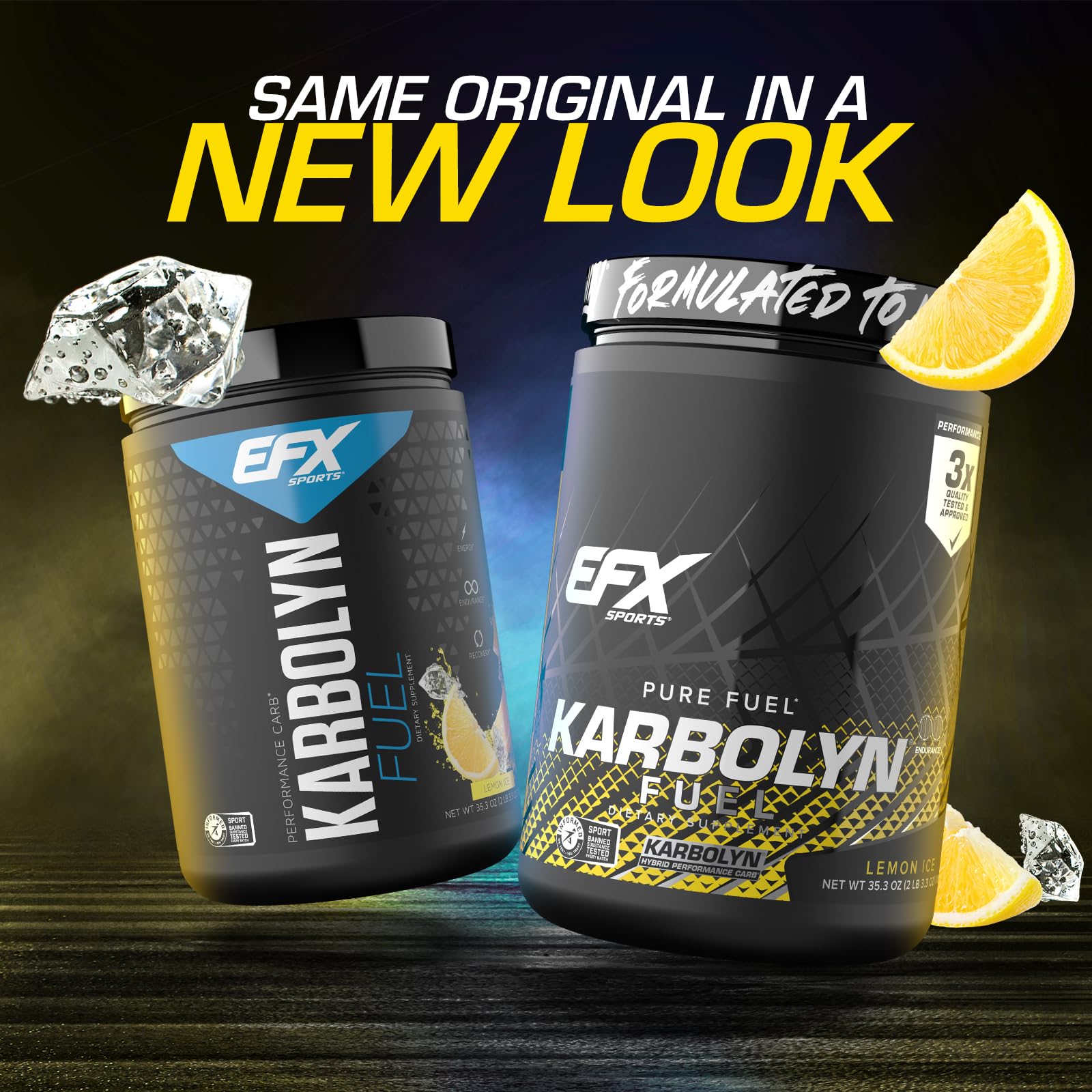 EFX Sports polvo Karbolyn en cucharada destacando su textura fina y disolución rápida