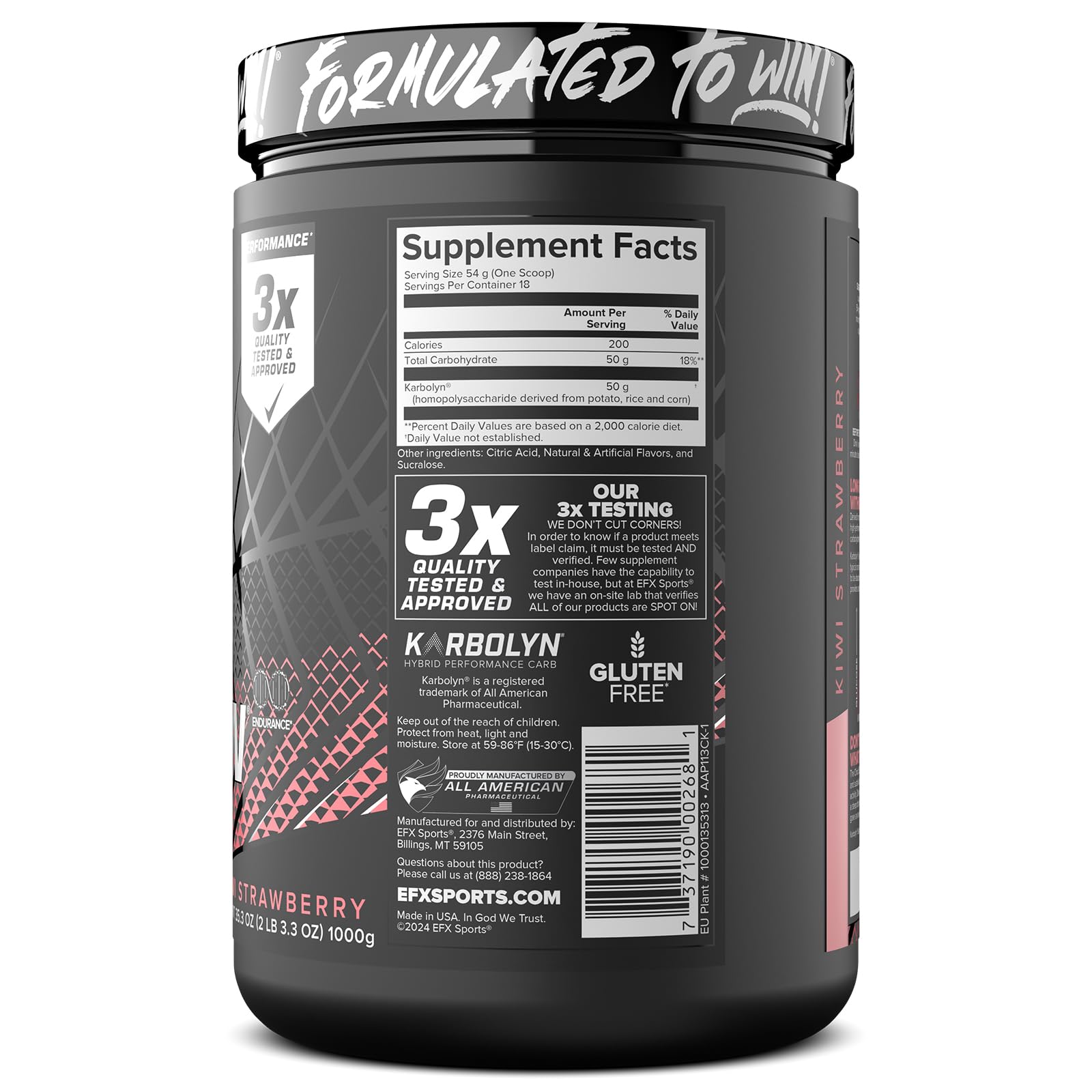 EFX Sports envase sabor Kiwi Fresa en entorno de cocina