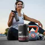EFX Sports Karbolyn junto a regla para comparar tamaño del envase