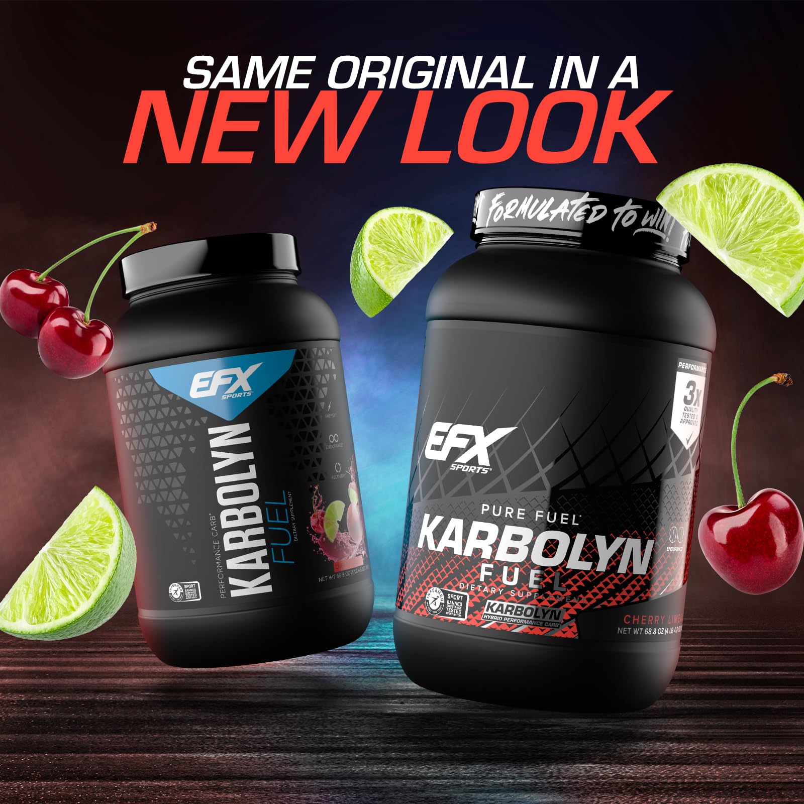 EFX Sports polvo Karbolyn textura fina mostrando solubilidad y mezcla rápida