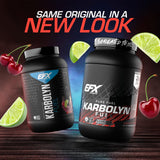 EFX Sports polvo Karbolyn textura fina mostrando solubilidad y mezcla rápida