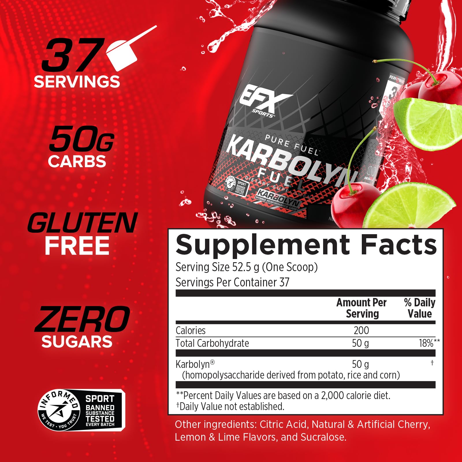 EFX Sports vaso con Karbolyn mezcla lista para beber, energía inmediata para entrenar