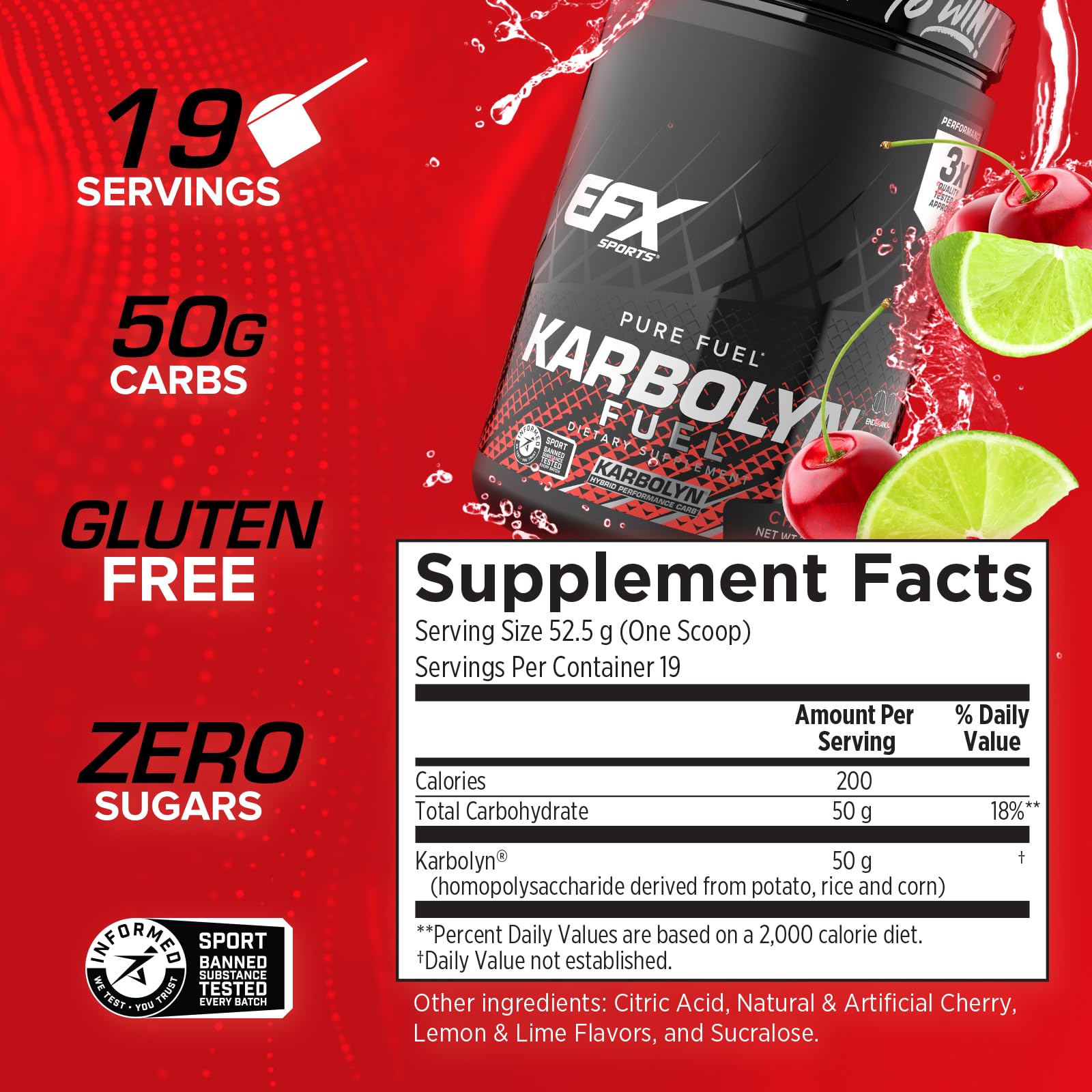 EFX Sports vaso con Karbolyn mezclado en uso durante entrenamiento, hidratación y energía sostenida