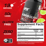 EFX Sports vaso con Karbolyn mezclado en uso durante entrenamiento, hidratación y energía sostenida
