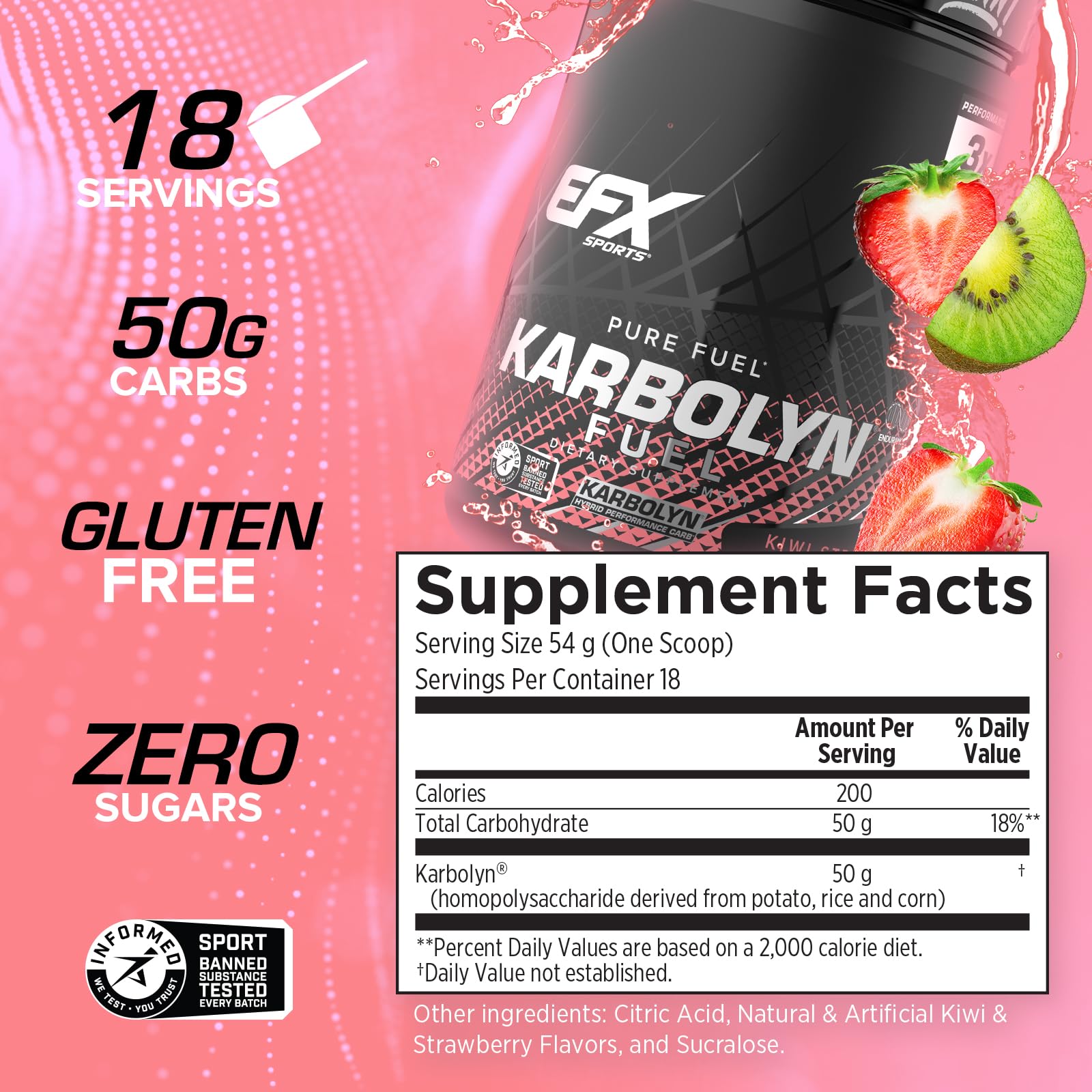 EFX Sports vaso con Karbolyn mezclado listo para entrenar