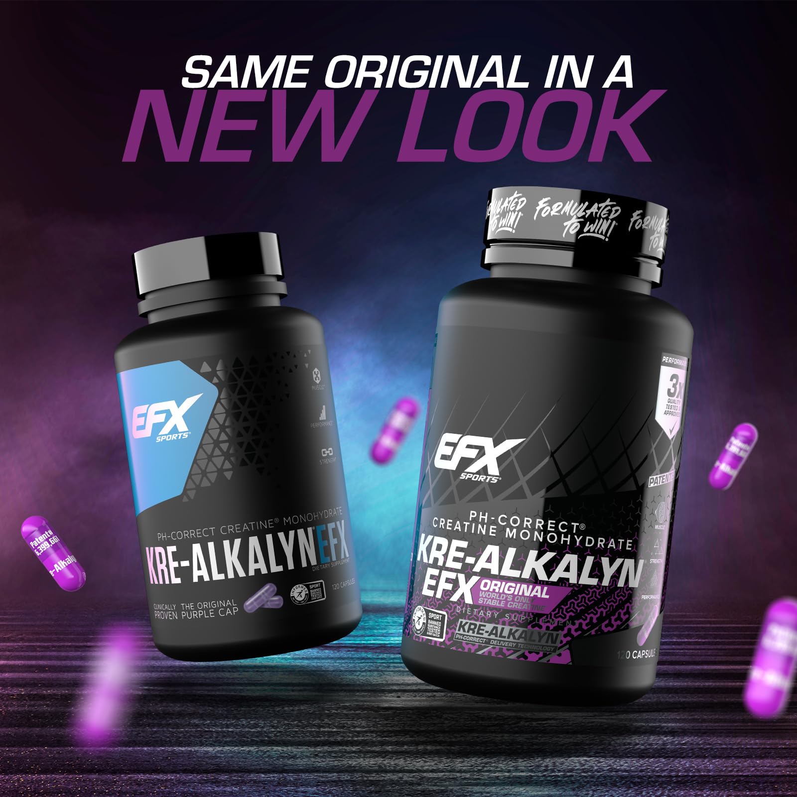 EFX Sports primer plano de cápsulas para apreciar tamaño y textura