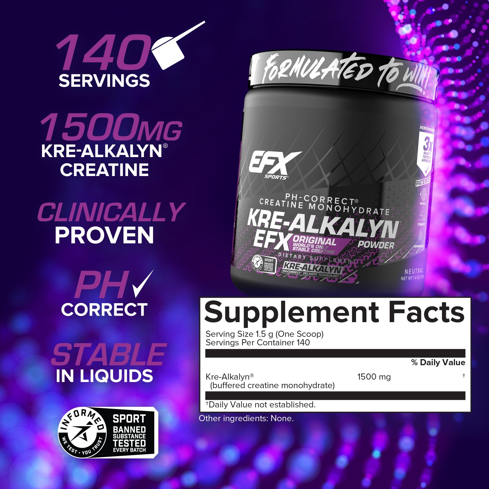 EFX Sports cucharada con porción de creatina, dosificación precisa y práctica