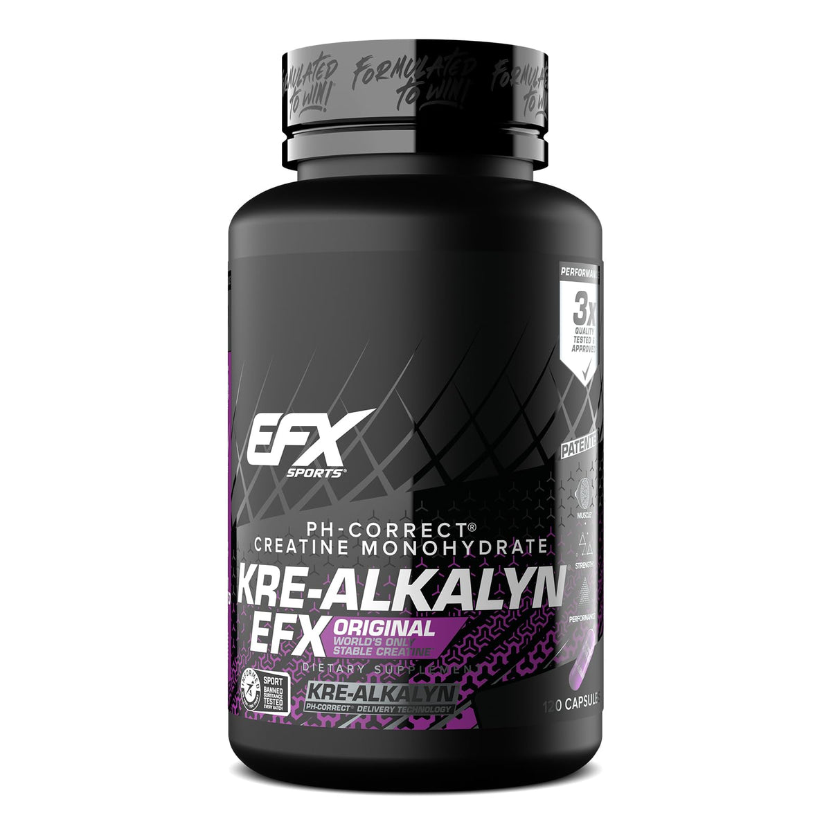 EFX Sports bote frontal mostrando el etiquetado y beneficios visibles