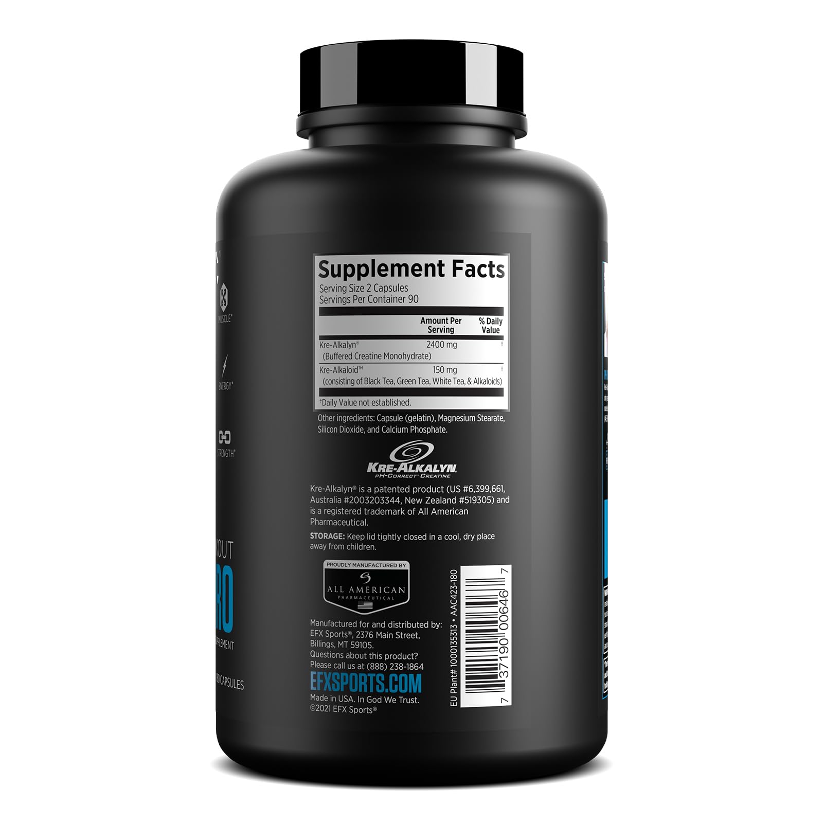 EFX Sports cápsulas en primer plano destacando estabilidad y pureza