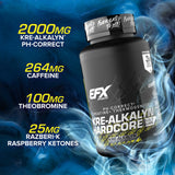 EFX Sports suplemento junto a pesas en gimnasio para rendimiento y fuerza