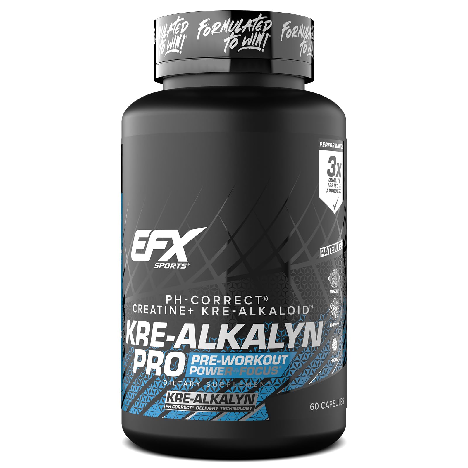 EFX Sports frasco delante mostrando etiquetado claro y beneficios