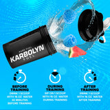 EFX Sports atleta en gimnasio consumiendo Karbolyn para rendimiento