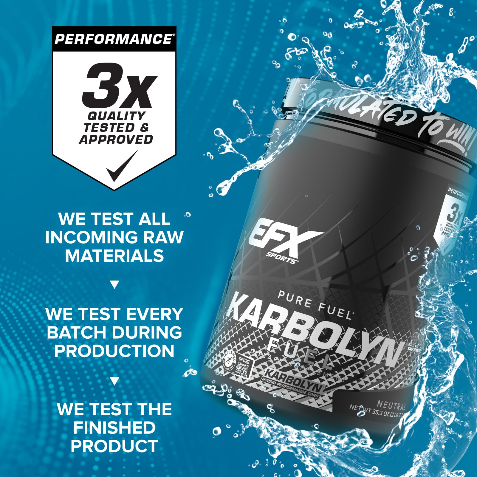 EFX Sports Karbolyn etiqueta con certificación Informed-Sport visible