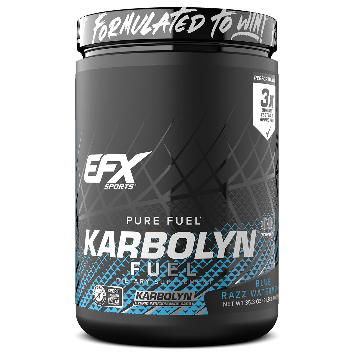 EFX Sports frasco frontal mostrando el diseño y beneficios claros