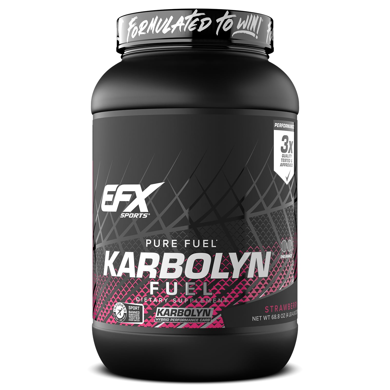 Envase Karbolyn Fuel EFX Sports frontal mostrando diseño y sabor fresa