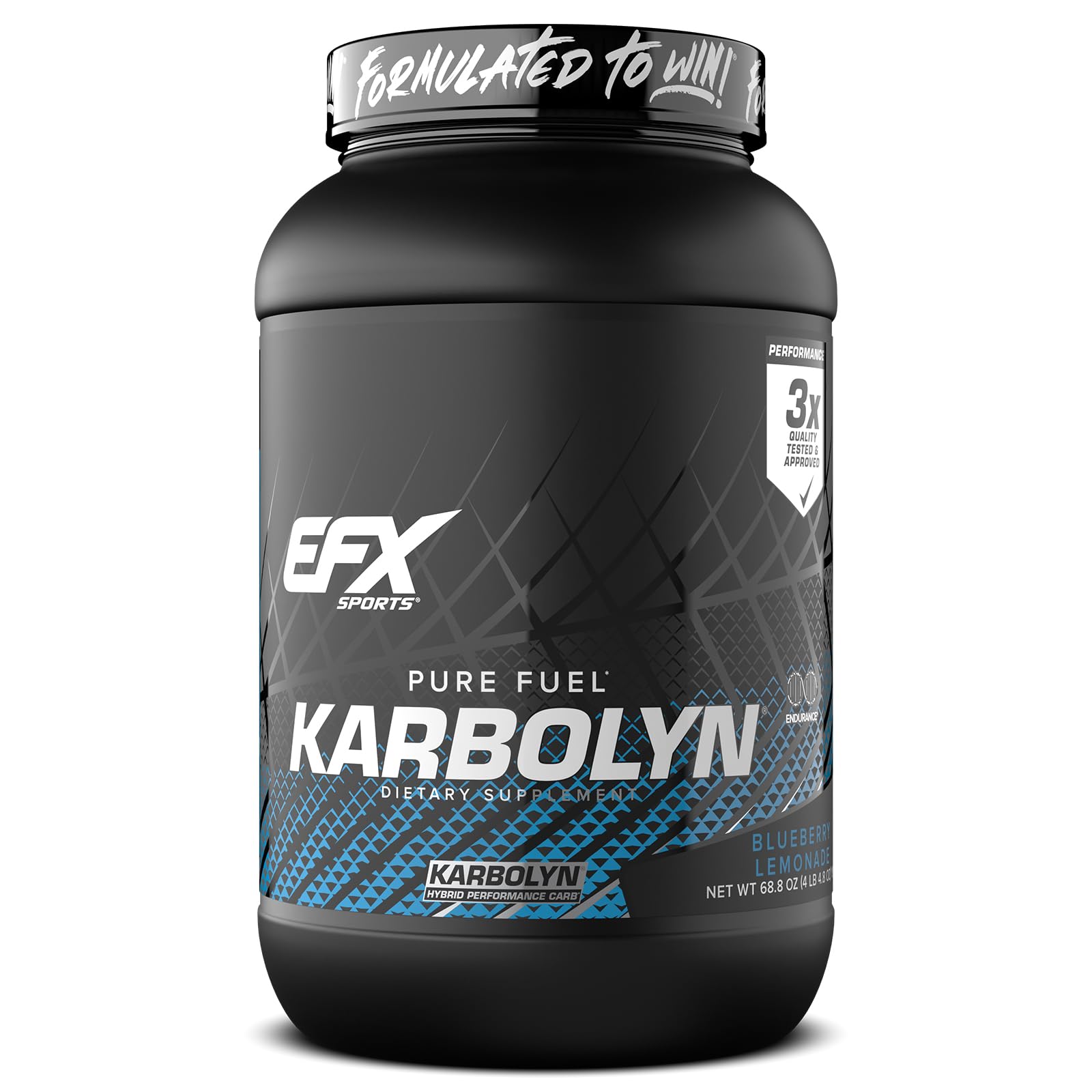 EFX Sports Karbolyn Fuel frontal muestra envase y beneficio energía sostenida