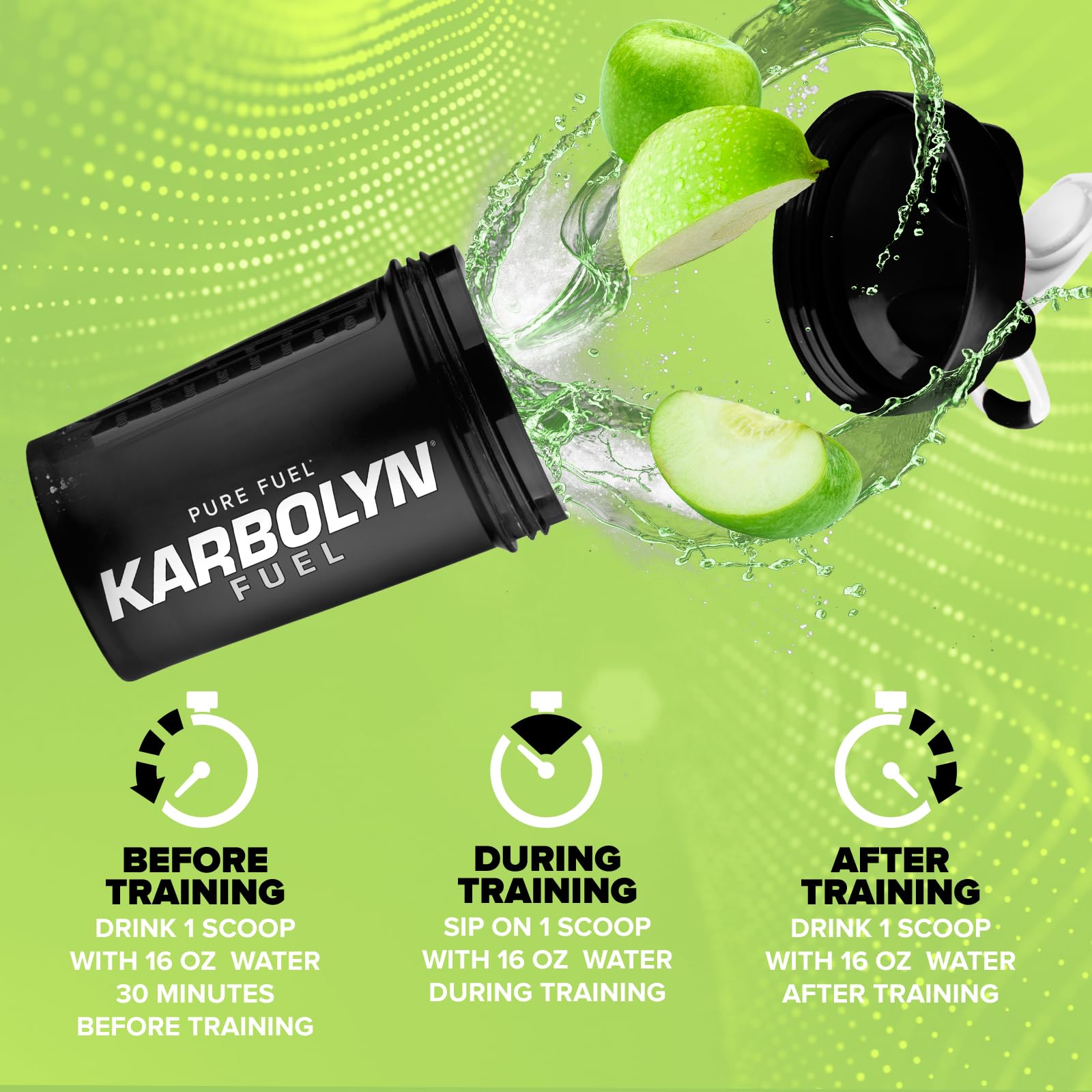 EFX Sports polvo sabor manzana verde vertiéndose, refrescante y ligero
