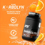 EFX Sports cuchara medidora con polvo Karbolyn indicando control de porciones