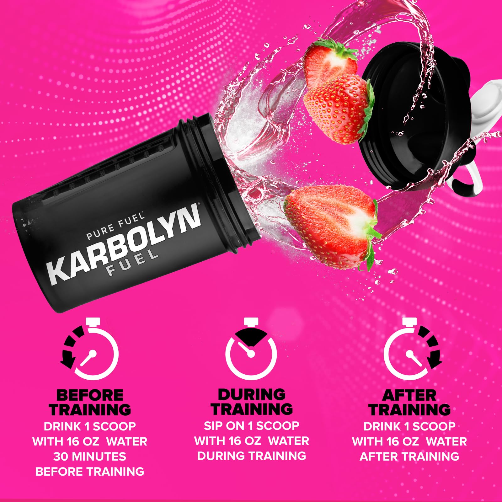 Envase abierto mostrando 35 porciones de Karbolyn Fuel EFX Sports disponibles