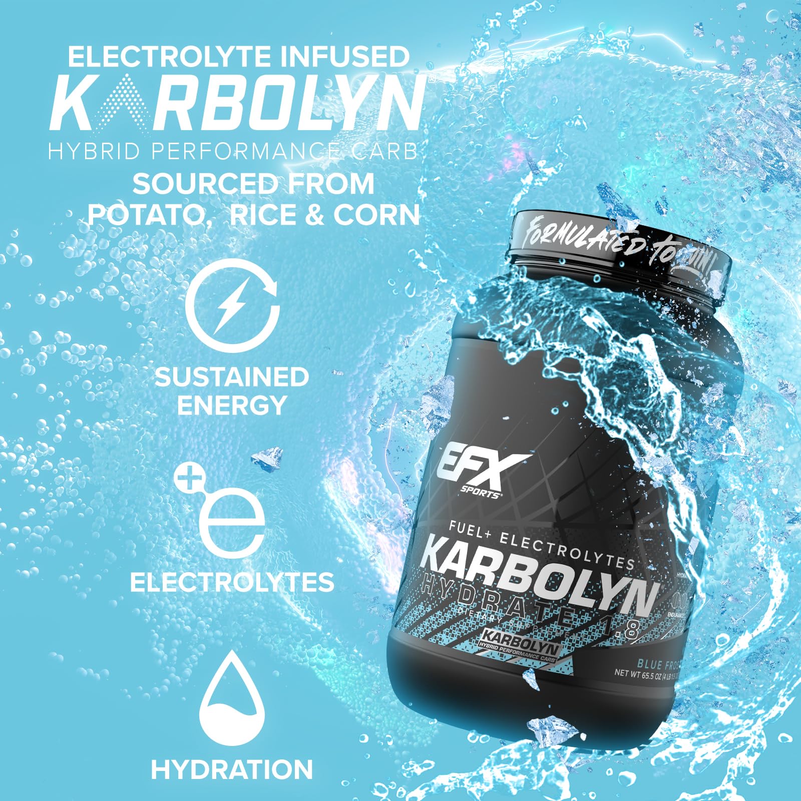 EFX Sports atleta en gimnasio usando Karbolyn Hydrate durante entrenamiento