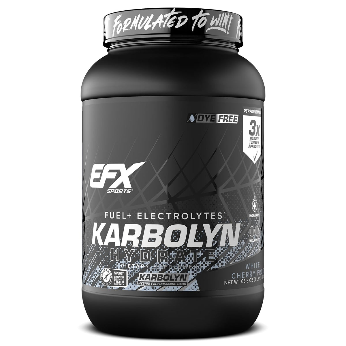 EFX Sports frasco frontal con etiqueta clara y confianza de marca