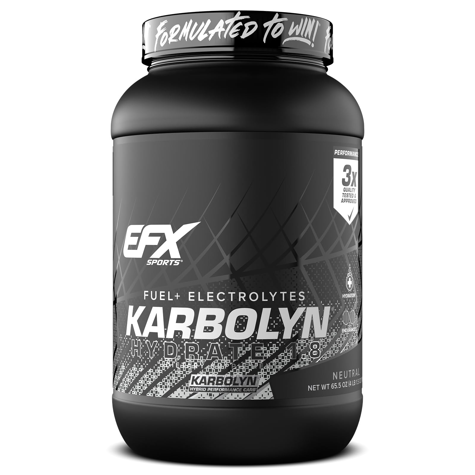 Envase EFX Sports Karbolyn Hydrate frontal mostrando la marca y beneficios rápidos