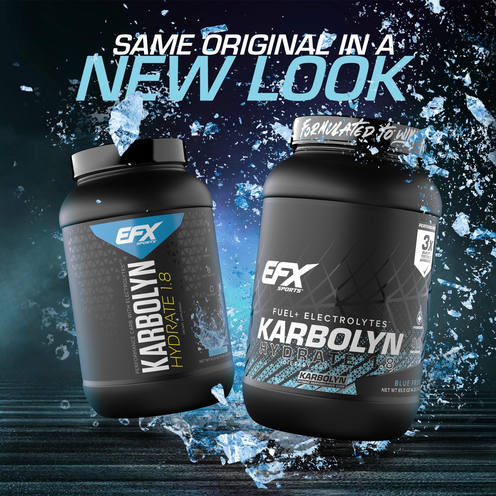 EFX Sports polvo fino de Karbolyn mostrando textura y disolución rápida
