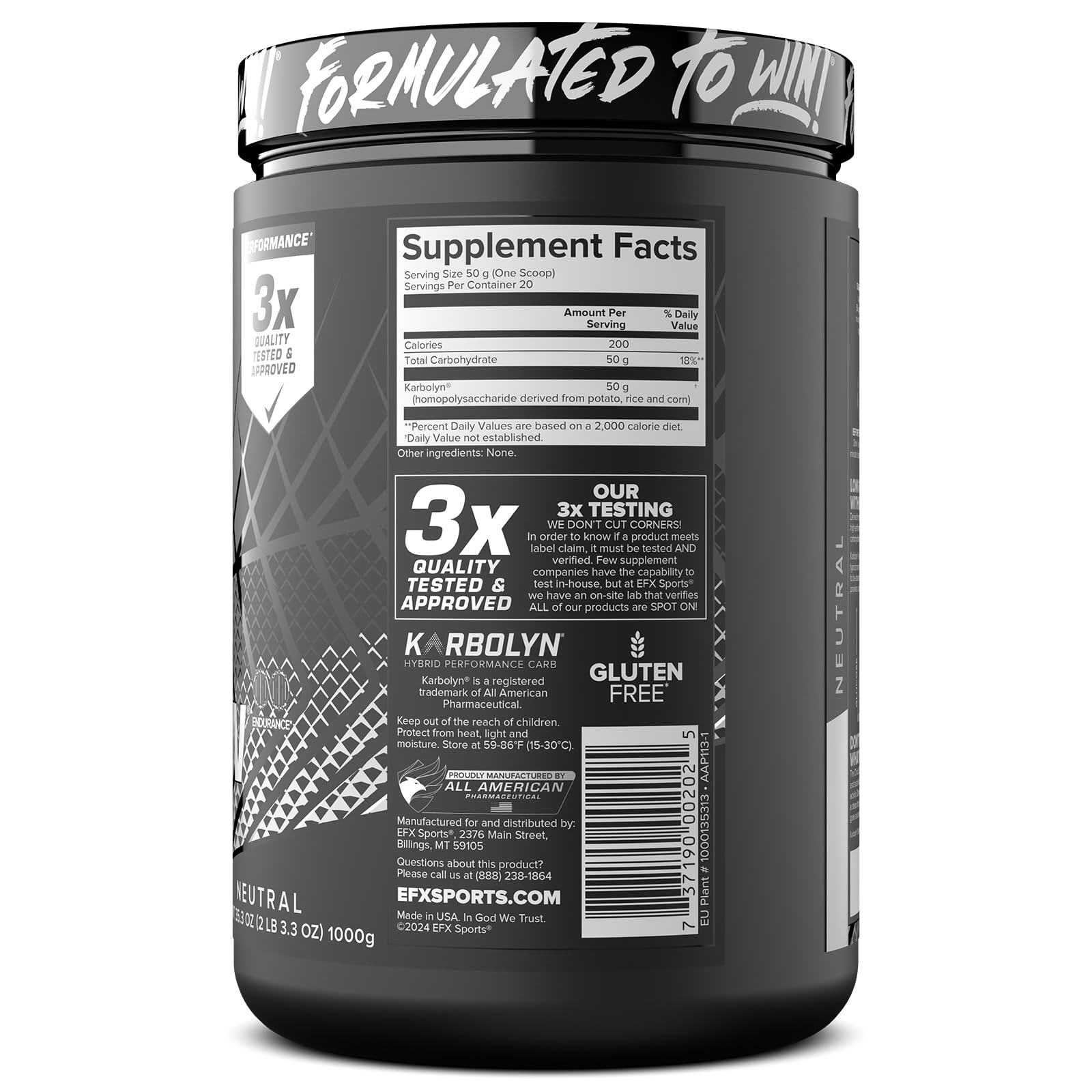 EFX Sports Karbolyn mano abriendo envase demuestra facilidad de uso