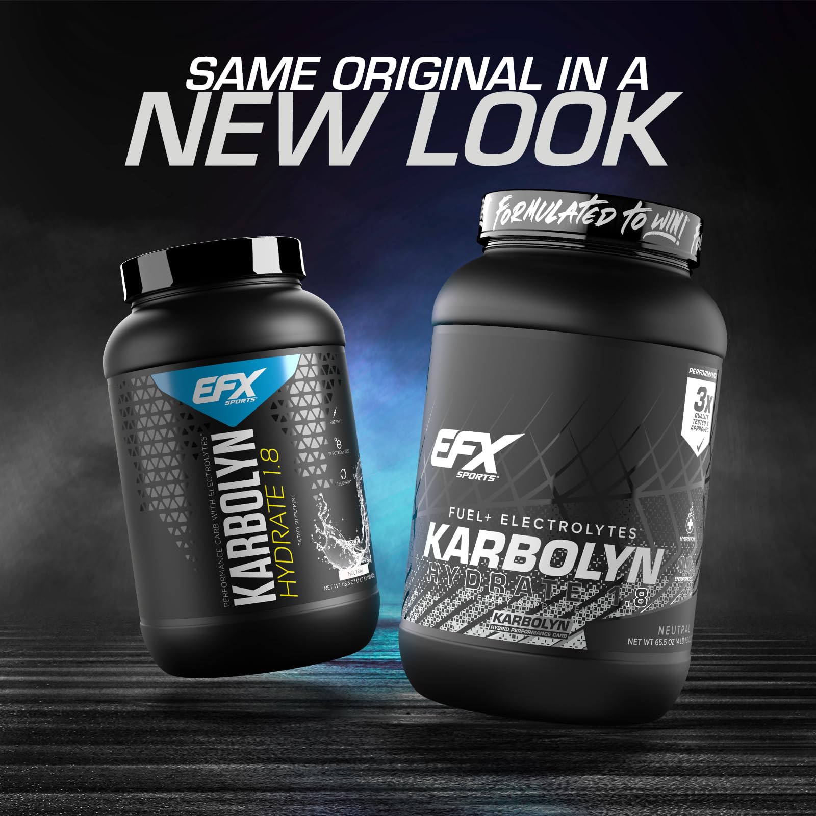 Detalle del polvo Karbolyn Hydrate de EFX Sports, textura fina para disolución rápida