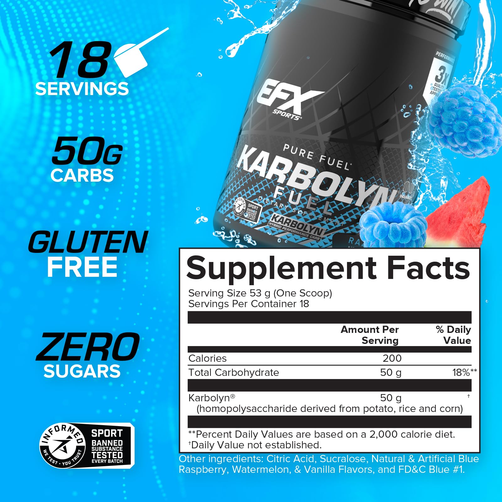 EFX Sports vaso con Karbolyn preparado para energía sostenida al instante