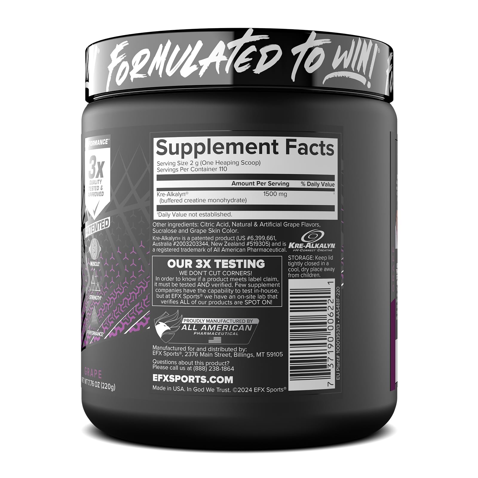 Escena de gimnasio con Kre-Alkalyn EFX en mesa mostrando aplicación pre/post entrenamiento