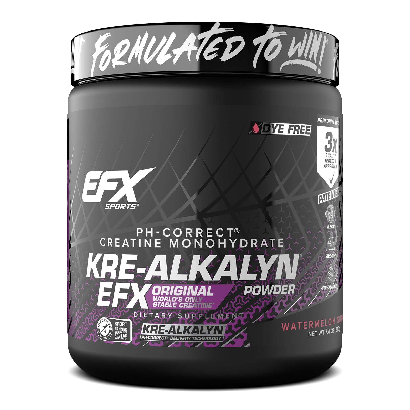 EFX Sports envase frontal del producto mostrando sabor sandía y 116 servicios