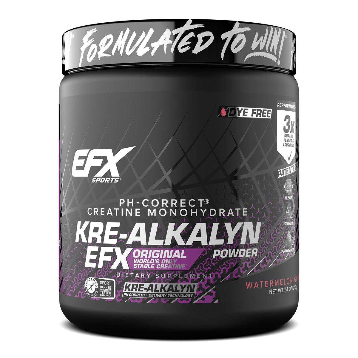 EFX Sports envase frontal del producto mostrando sabor sandía y 116 servicios