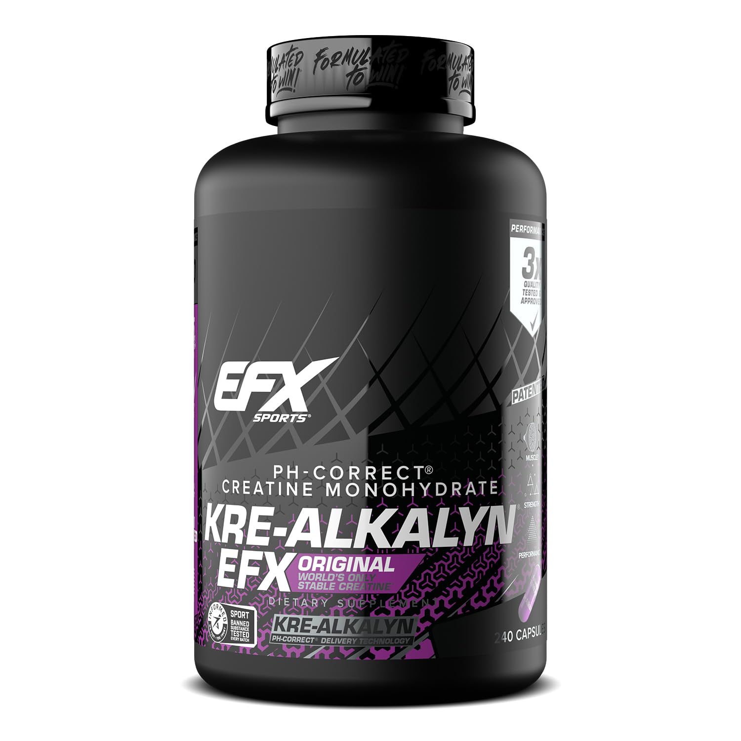 EFX Sports bote frontal mostrando envase y dosis claras