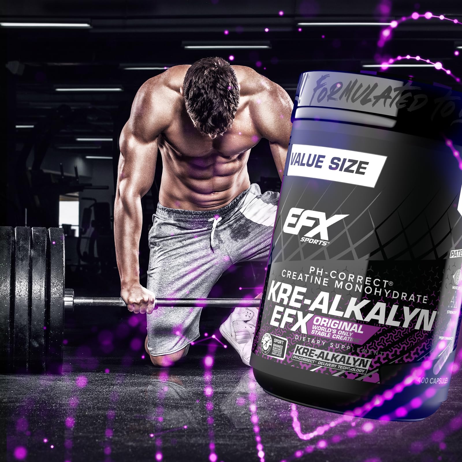 EFX Sports comparación de tamaño del frasco para visualizar cantidad