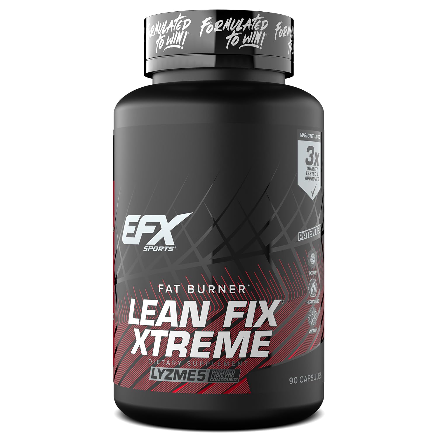 EFX Sports frasco frontal mostrando diseño y beneficio energía sostenida