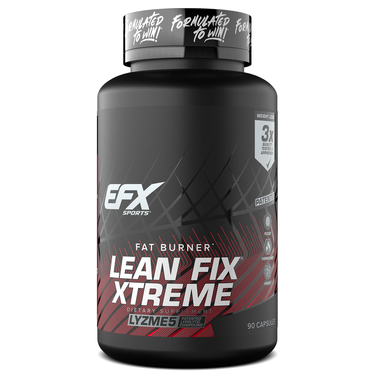 EFX Sports frasco frontal mostrando diseño y beneficio energía sostenida