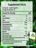 EGUOO etiqueta con ingredientes clave resaltando prebióticos y enzimas beneficiosas