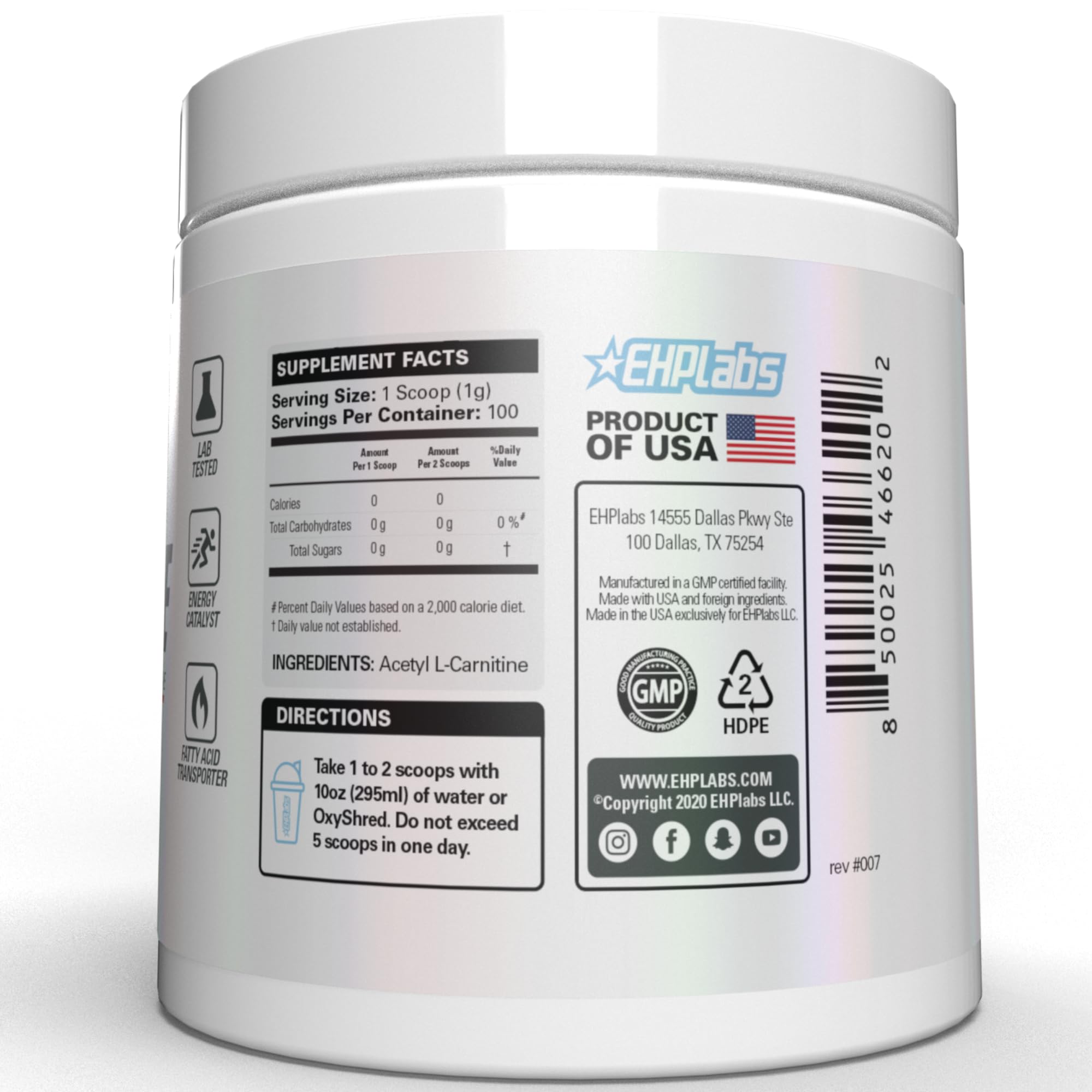EHP Labs lista de ingredientes certificados mostrando control de calidad