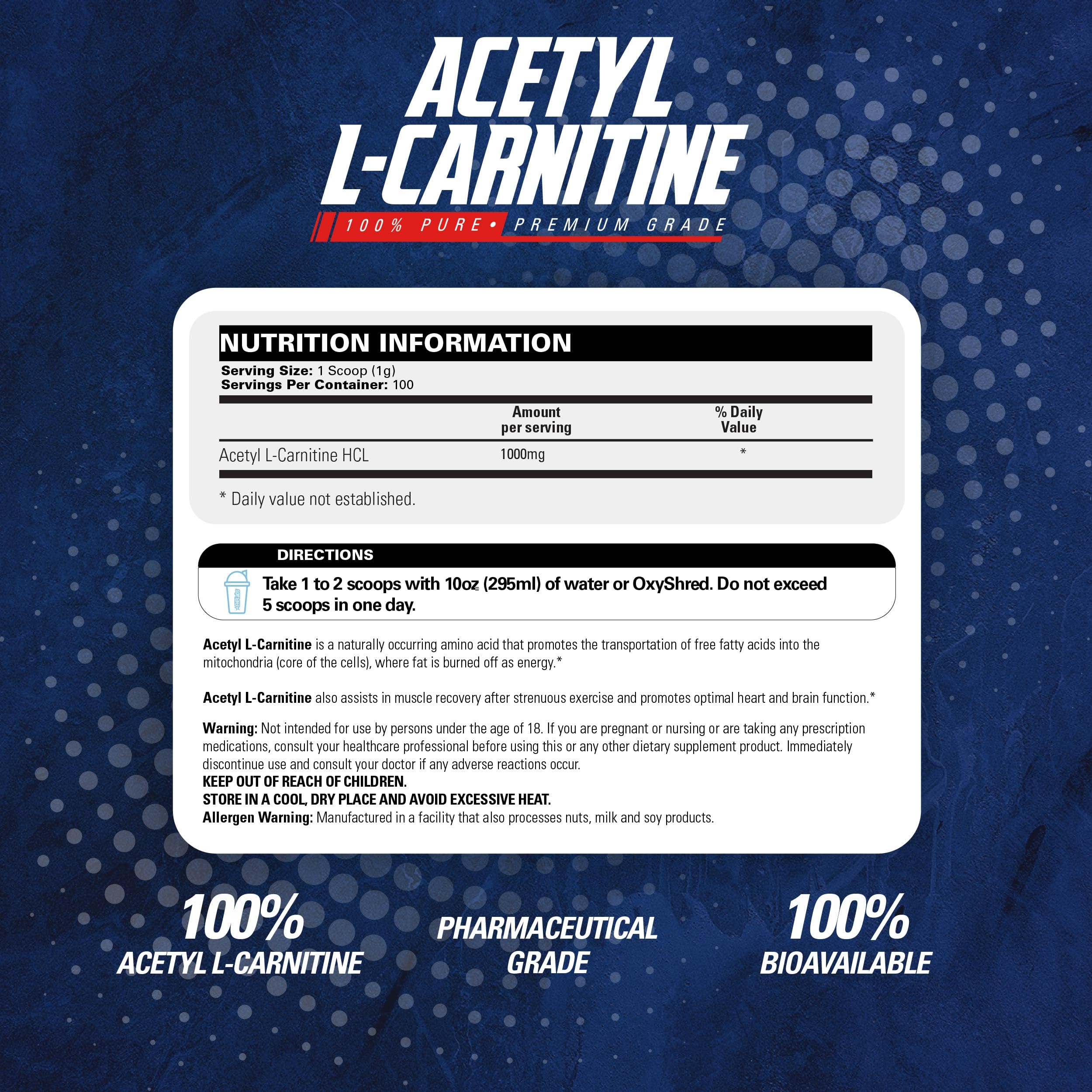 EHP Labs polvo fino de acetil l carnitine detalle de textura y pureza