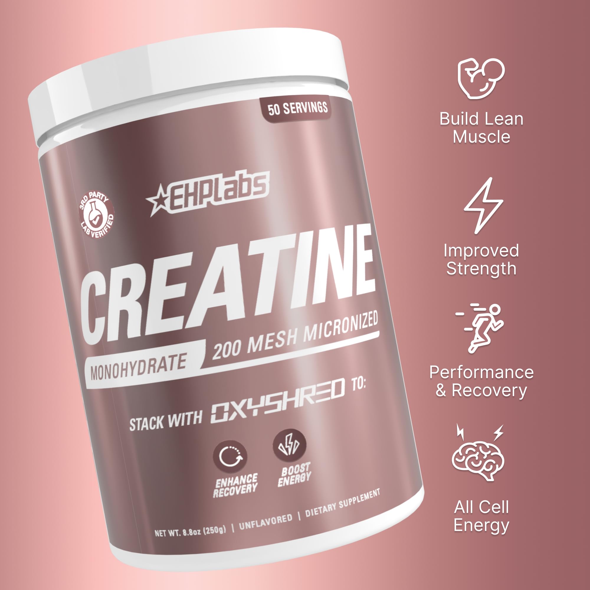 EHP Labs cuchara con dosis CREA-8 para control preciso de servicio