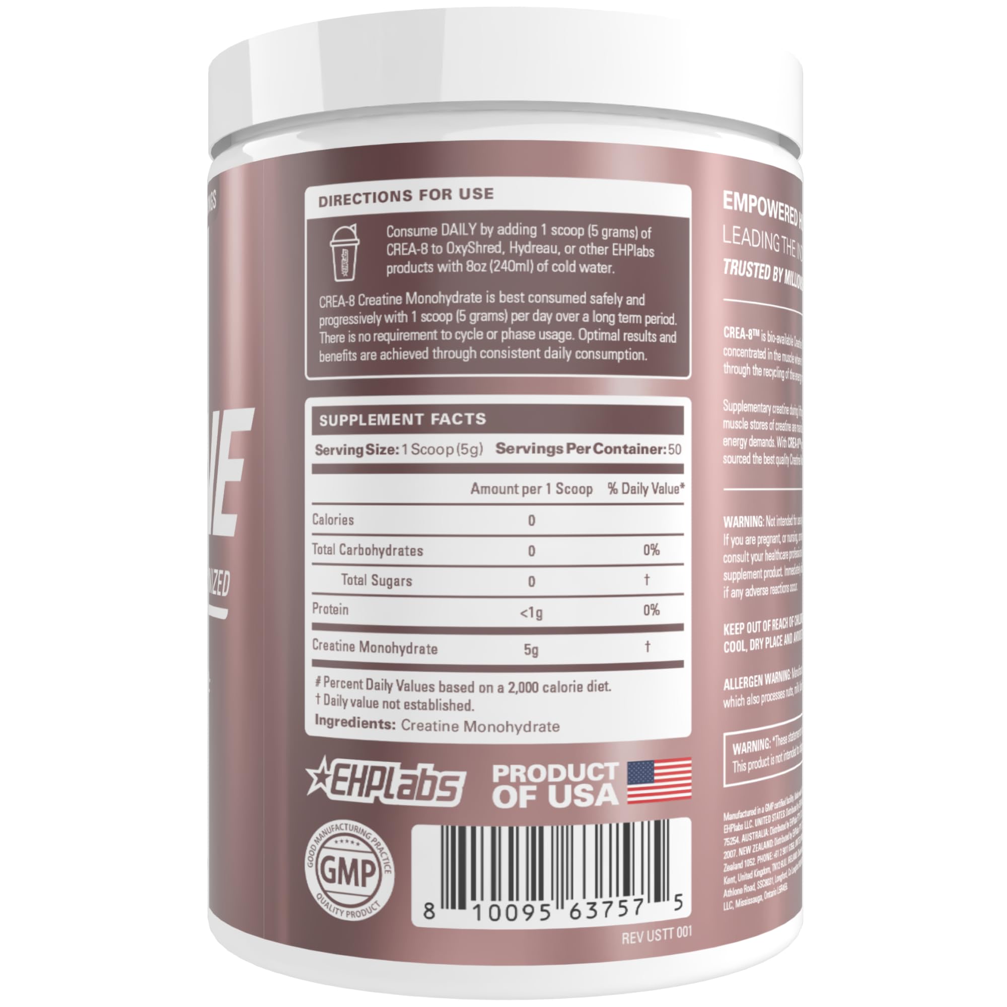 EHP Labs uso de CREA-8 en gimnasio para mejorar entrenamientos intensos