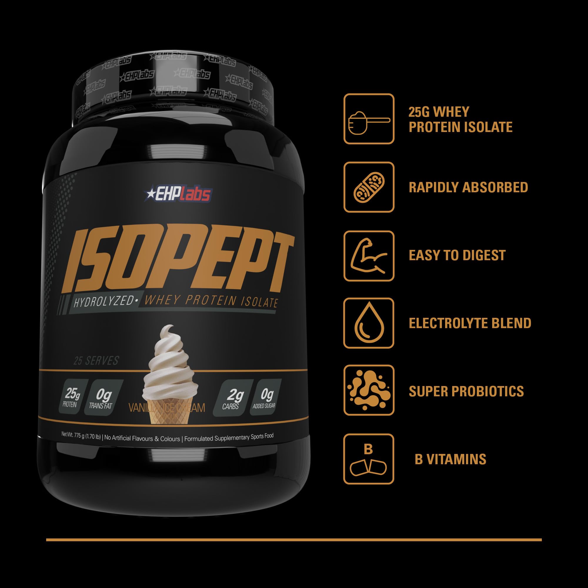 EHP Labs IsoPept batido en vaso listo para recuperar músculos