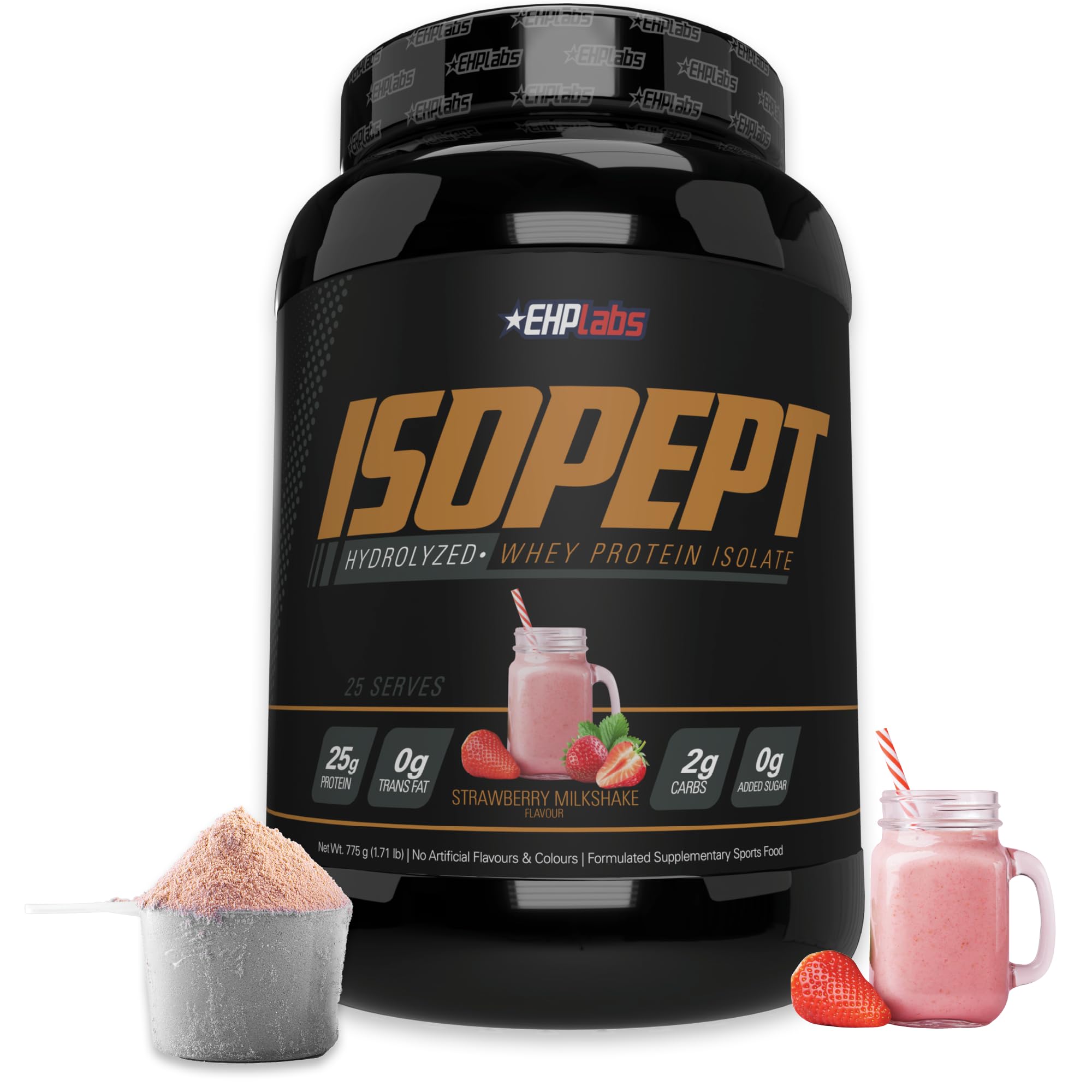 EHP Labs IsoPept frente del envase mostrando marca y beneficios
