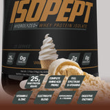 EHP Labs IsoPept comparativa de una ración mostrando 27 g de proteína